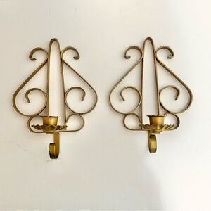 VTG Gold Iron Wall Sconces Spanish Style Candle Holders